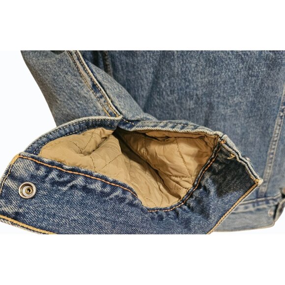 Levis Mens Sherpa-Lined Denim Trucker Jacket Blue Medium Warm Casual Outerwear - Picture 7 of 15